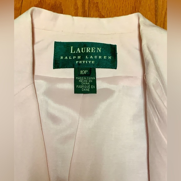 Women’s 10 Petite Lauren Ralph Lauren Light Pink Silk Linen Blend Blazer Jacket - Picture 12 of 13
